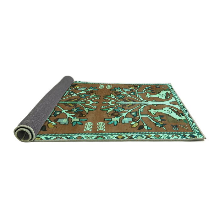 Sideview of Persian Turquoise Traditional Rug, tr3895turq