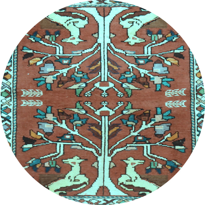 Round Machine Washable Persian Light Blue Traditional Rug, wshtr3895lblu