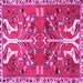 Square Machine Washable Persian Pink Traditional Rug, wshtr3895pnk