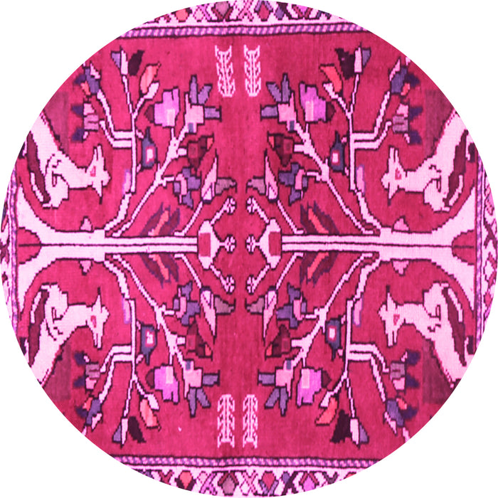 Round Persian Pink Traditional Rug, tr3895pnk