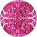 Round Persian Pink Traditional Rug, tr3895pnk