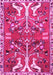 Machine Washable Persian Pink Traditional Rug, wshtr3895pnk