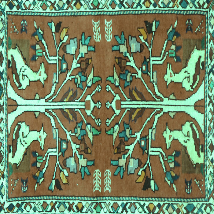 Square Persian Turquoise Traditional Rug, tr3895turq