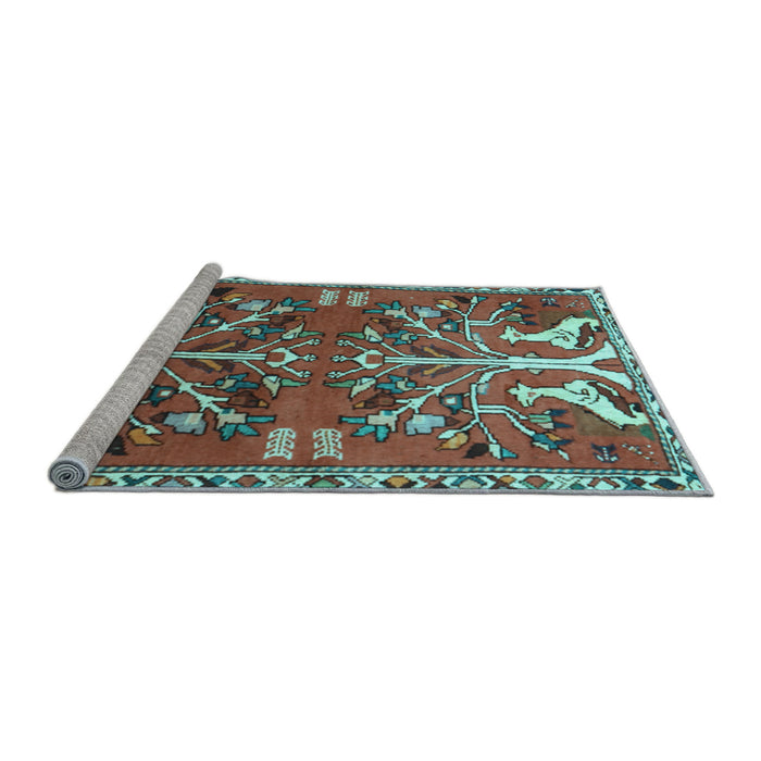Sideview of Machine Washable Persian Light Blue Traditional Rug, wshtr3895lblu