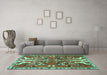 Machine Washable Persian Turquoise Traditional Area Rugs in a Living Room,, wshtr3895turq