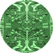 Round Persian Emerald Green Traditional Rug, tr3895emgrn