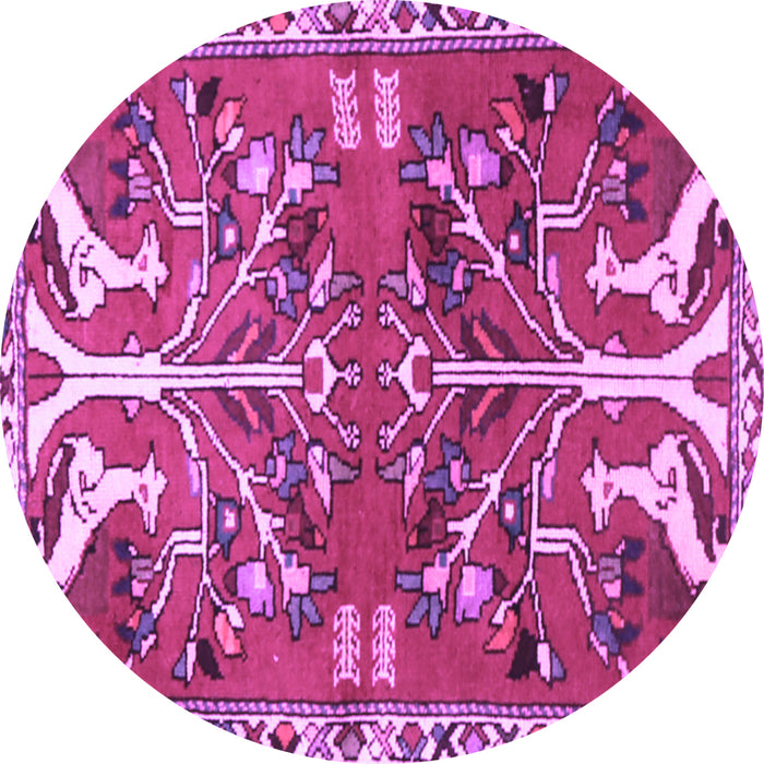 Round Persian Purple Traditional Rug, tr3895pur