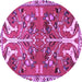 Round Persian Purple Traditional Rug, tr3895pur