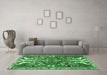 Machine Washable Persian Emerald Green Traditional Area Rugs in a Living Room,, wshtr3895emgrn