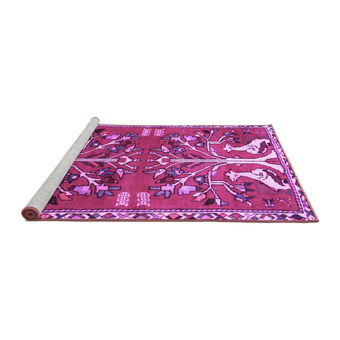 Sideview of Machine Washable Persian Purple Traditional Area Rugs, wshtr3895pur