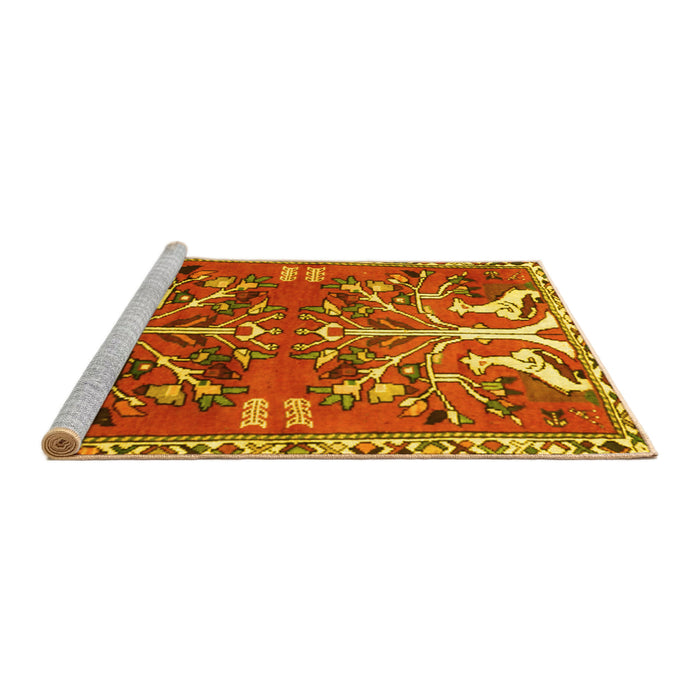 Sideview of Machine Washable Persian Yellow Traditional Rug, wshtr3895yw