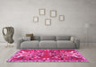 Machine Washable Persian Pink Traditional Rug in a Living Room, wshtr3895pnk