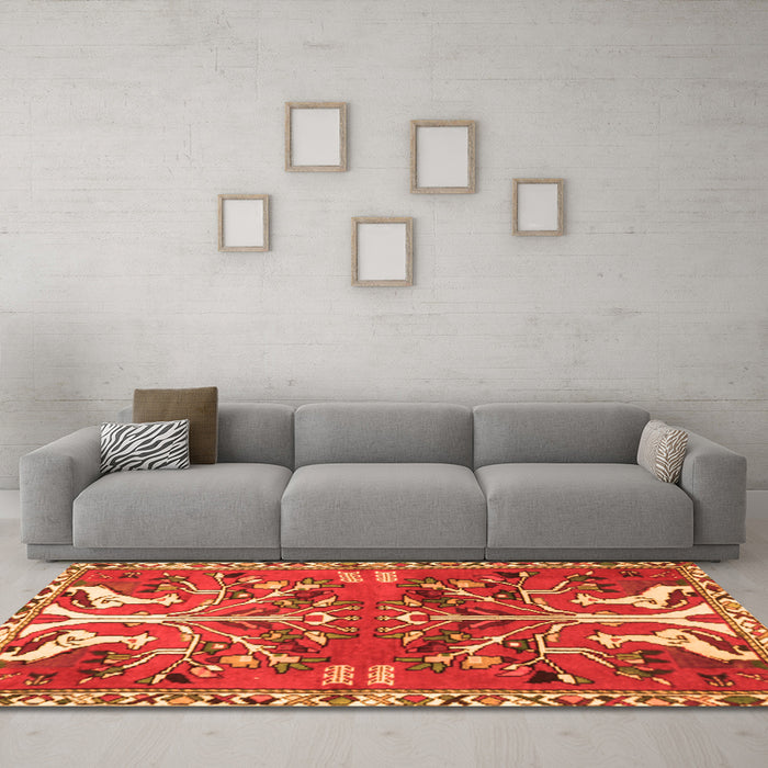 Machine Washable Persian Orange Traditional Area Rugs in a Living Room, wshtr3895org