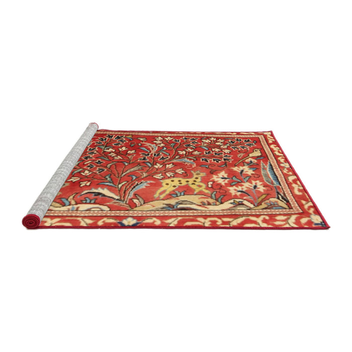 Sideview of Machine Washable Traditional Neon Red Rug, wshtr3896
