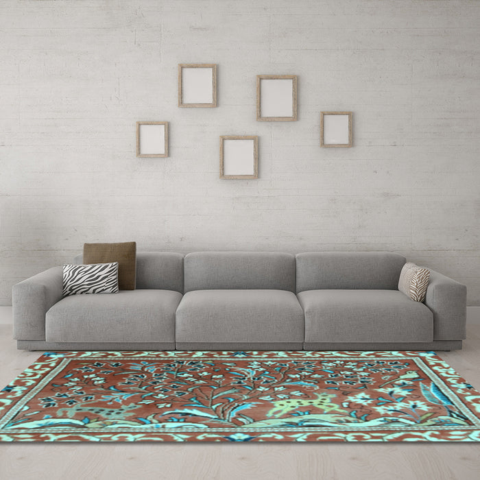 Machine Washable Persian Light Blue Traditional Rug in a Living Room, wshtr3896lblu