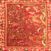 Round Machine Washable Persian Orange Traditional Area Rugs, wshtr3896org