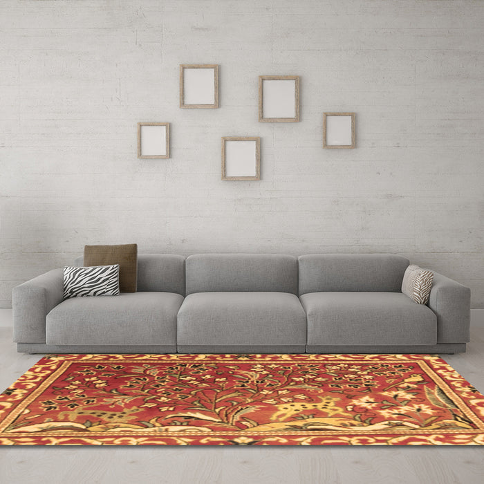 Machine Washable Persian Brown Traditional Rug in a Living Room,, wshtr3896brn
