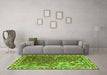 Machine Washable Persian Green Traditional Area Rugs in a Living Room,, wshtr3896grn