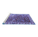 Sideview of Machine Washable Persian Blue Traditional Rug, wshtr3896blu