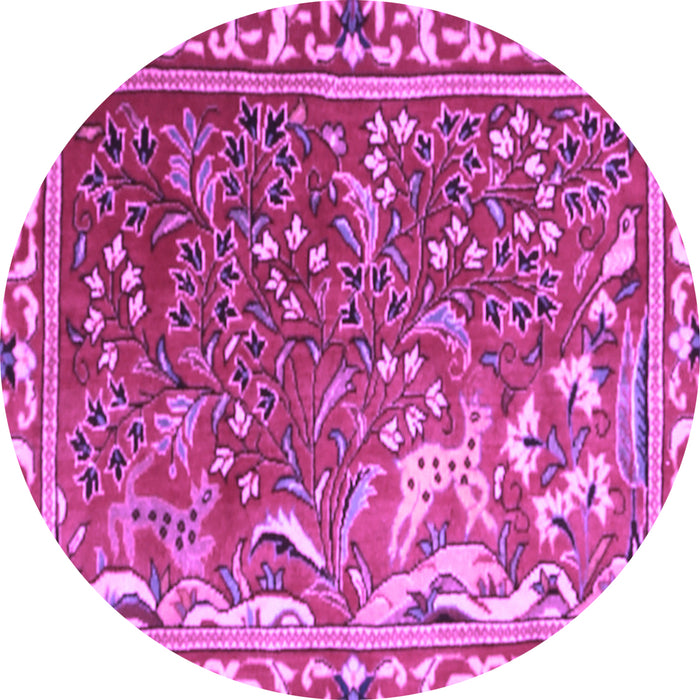 Round Machine Washable Persian Purple Traditional Area Rugs, wshtr3896pur