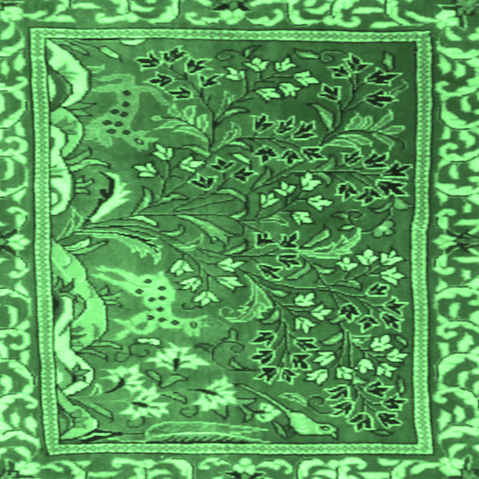 Square Persian Emerald Green Traditional Rug, tr3896emgrn