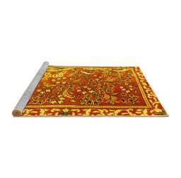 Sideview of Machine Washable Persian Yellow Traditional Rug, wshtr3896yw