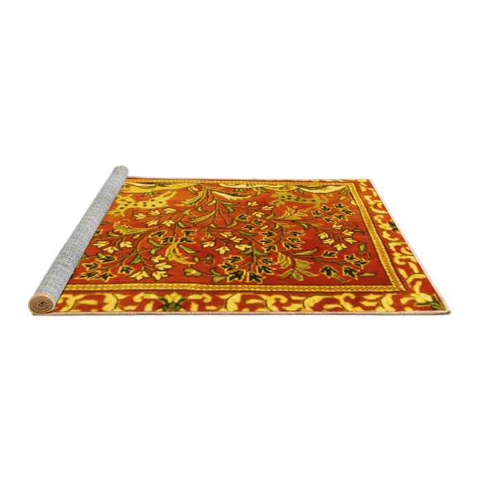 Sideview of Machine Washable Persian Yellow Traditional Rug, wshtr3896yw