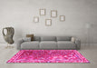 Machine Washable Persian Pink Traditional Rug in a Living Room, wshtr3896pnk