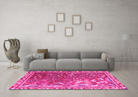 Machine Washable Persian Pink Traditional Rug, wshtr3896pnk