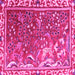 Square Machine Washable Persian Pink Traditional Rug, wshtr3896pnk