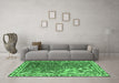 Machine Washable Persian Emerald Green Traditional Area Rugs in a Living Room,, wshtr3896emgrn