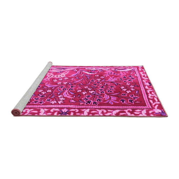 Sideview of Machine Washable Persian Pink Traditional Rug, wshtr3896pnk