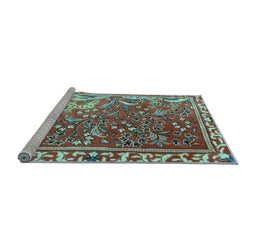 Sideview of Machine Washable Persian Light Blue Traditional Rug, wshtr3896lblu