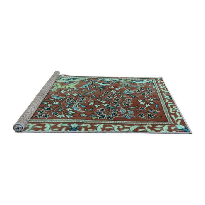 Sideview of Machine Washable Persian Light Blue Traditional Rug, wshtr3896lblu