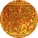Round Persian Yellow Traditional Rug, tr3896yw