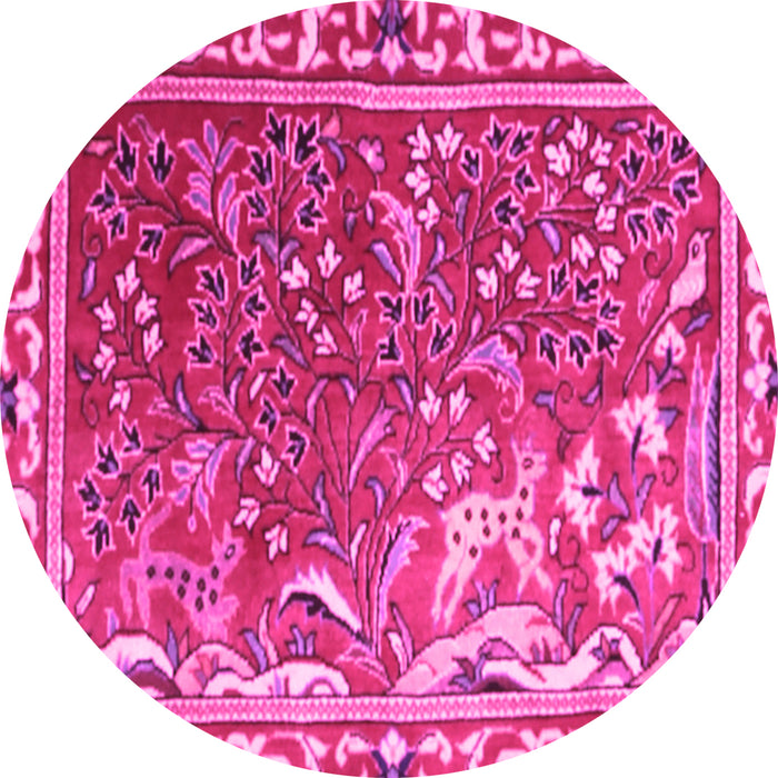 Round Persian Pink Traditional Rug, tr3896pnk