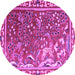 Round Persian Purple Traditional Rug, tr3896pur