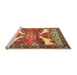 Sideview of Machine Washable Traditional Metallic Gold Rug, wshtr3897