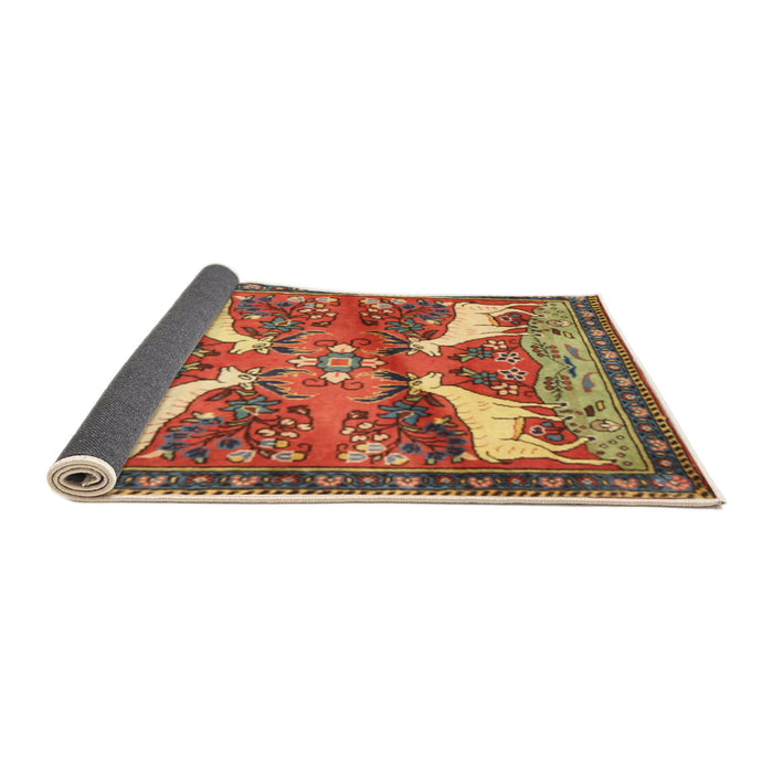Sideview of Traditional Metallic Gold Animal Rug, tr3897