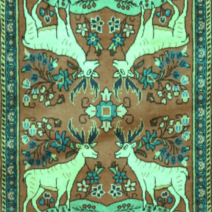 Machine Washable Animal Turquoise Traditional Area Rugs, wshtr3897turq
