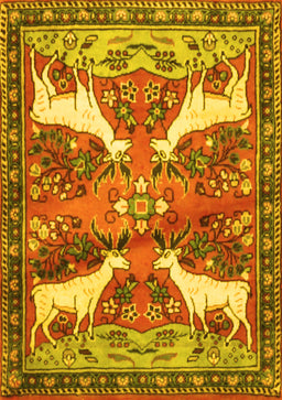 Animal Yellow Traditional Rug, tr3897yw