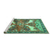 Sideview of Machine Washable Animal Turquoise Traditional Area Rugs, wshtr3897turq