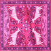 Square Animal Pink Traditional Rug, tr3897pnk