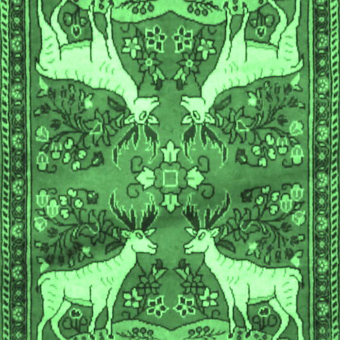 Machine Washable Animal Emerald Green Traditional Area Rugs, wshtr3897emgrn