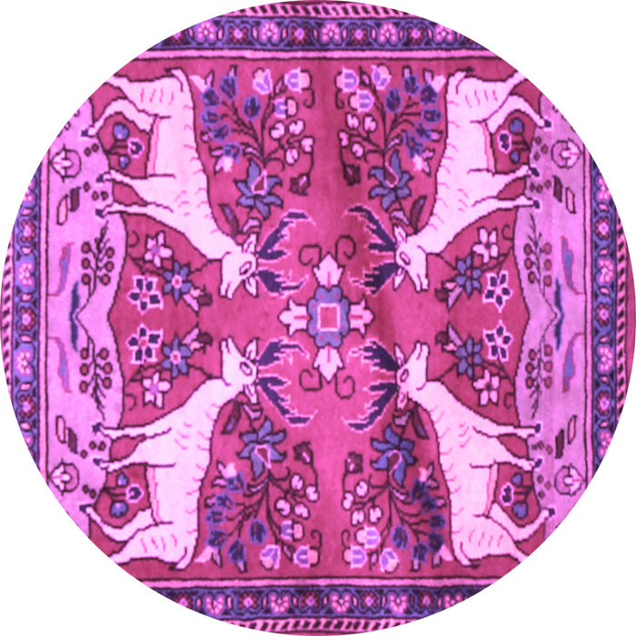 Round Machine Washable Animal Purple Traditional Area Rugs, wshtr3897pur