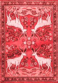 Animal Red Traditional Rug, tr3897red