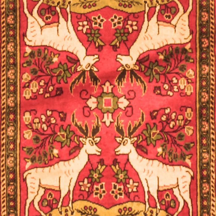 Serging Thickness of Machine Washable Animal Orange Traditional Area Rugs, wshtr3897org