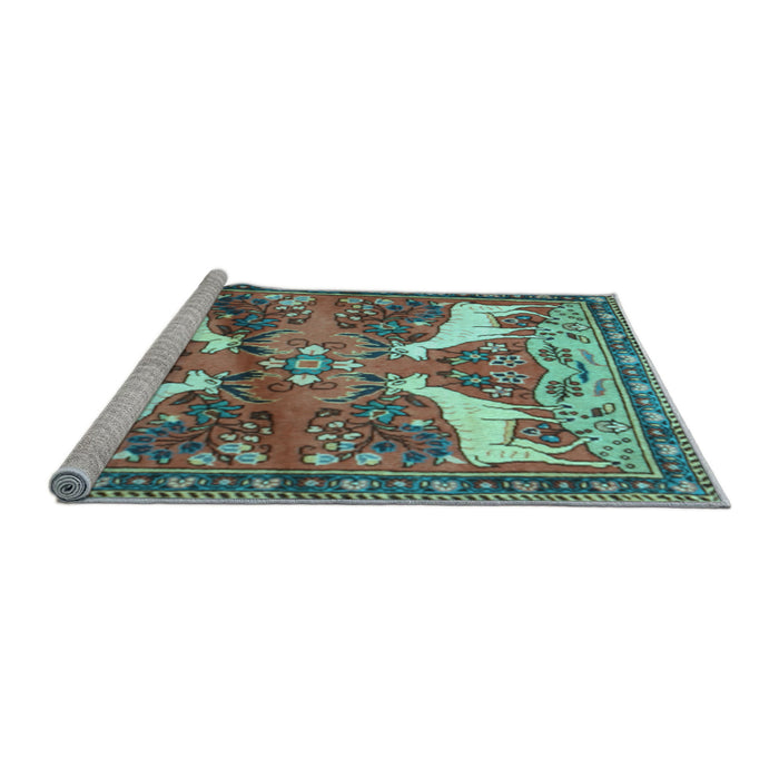 Sideview of Machine Washable Animal Light Blue Traditional Rug, wshtr3897lblu
