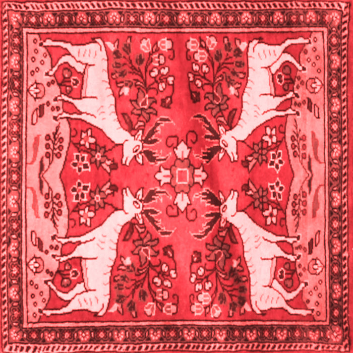 Machine Washable Animal Red Traditional Rug, wshtr3897red