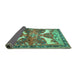 Sideview of Animal Turquoise Traditional Rug, tr3897turq